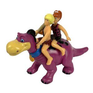 Pebbles & Bamm Bamm Riding Dino PVC Toy Figure 1992 Dakin Amblin Flintstones